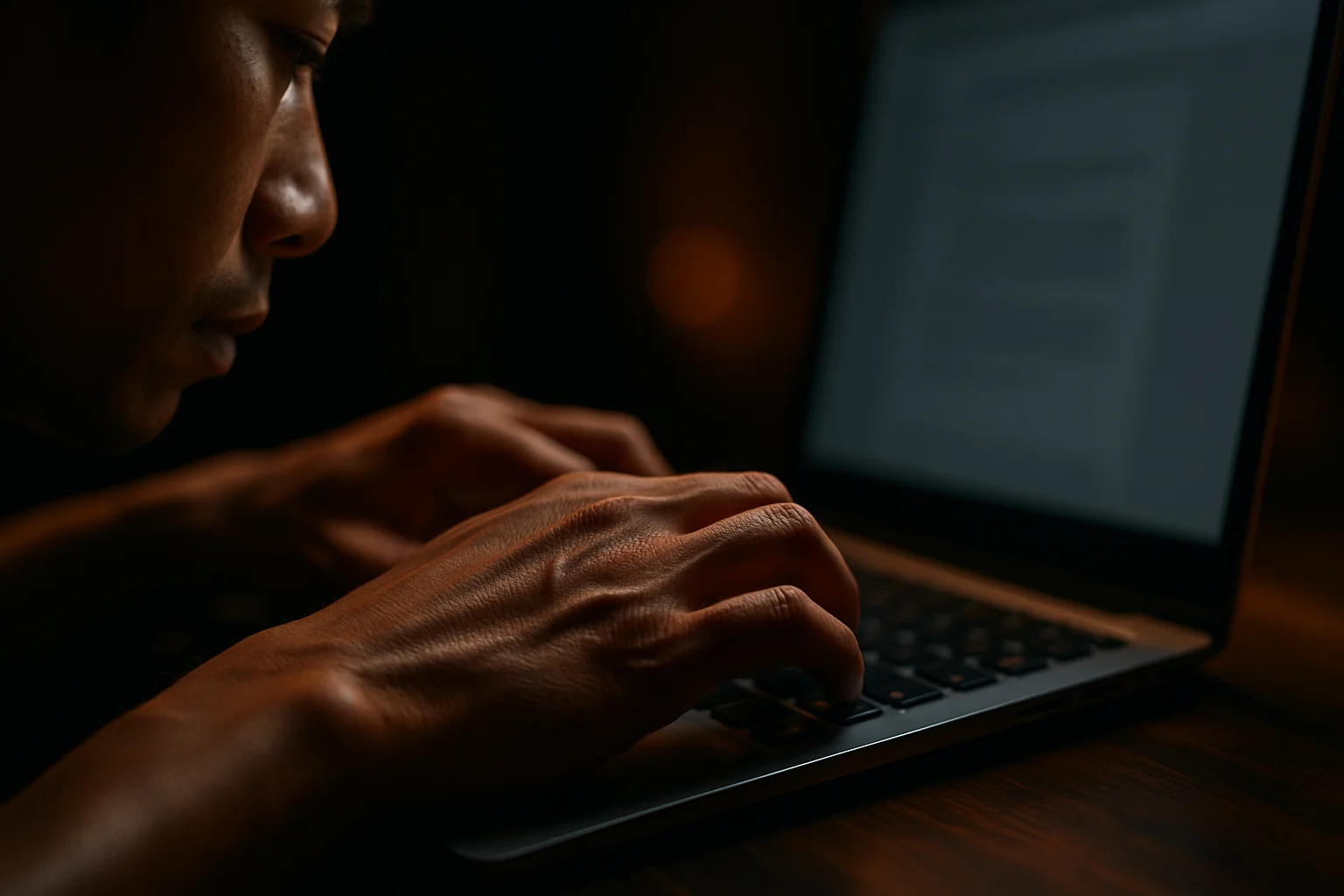 Cận cảnh tay người đàn ông Việt Nam gõ trên laptop hiện đại